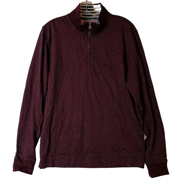 Robert Graham 1/4 Zip Pullover Triple Crown Men's M Berry Classic Fit Cotton
